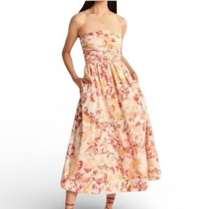 Abercrombie &Fitch Floral Print Poplin Midi Dress Small Casual Coastal Vacation